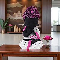 Baby Monk Buddha Showpiece for Home Decor (White & Pink) Polyresin – 21 cm