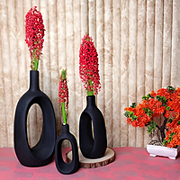 Oval-Shaped Flower Vases for Home Decor, Set of 3 (Black) Polyresin – 9.5 Inch Oval-Shaped Flower Vases for Home Decor, Set of 3 (Black) Polyresin – 9.5 Inch