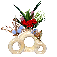 Donut-Shaped Flower Vases for Home Decor, Set of 3 (Light Yellow) Polyresin – 8 Inch Donut-Shaped Flower Vases for Home Decor, Set of 3 (Light Yellow) Polyresin – 8 Inch