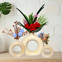 Donut-Shaped Flower Vases for Home Decor, Set of 3 (Light Yellow) Polyresin – 8 Inch Donut-Shaped Flower Vases for Home Decor, Set of 3 (Light Yellow) Polyresin – 8 Inch