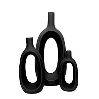 Oval-Shaped Flower Vases for Home Decor, Set of 3 (Black) Polyresin – 9.5 Inch Oval-Shaped Flower Vases for Home Decor, Set of 3 (Black) Polyresin – 9.5 Inch