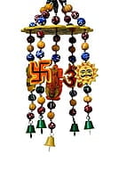 EELIKA Wooden Jhoomar handmade and handpainted Wind Chimes with beautiful symbols, beads and bells for home and balcony (both indoor and outdoor) || positive energy || home decor EELIKA Wooden Jhoomar handmade and handpainted Wind Chimes with beautiful symbols, beads and bells for home and balcony (both indoor and outdoor) || positive energy || home decor