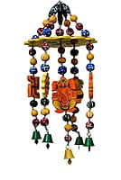 EELIKA Wooden Jhoomar handmade and handpainted Wind Chimes with beautiful symbols, beads and bells for home and balcony (both indoor and outdoor) || positive energy || home decor EELIKA Wooden Jhoomar handmade and handpainted Wind Chimes with beautiful symbols, beads and bells for home and balcony (both indoor and outdoor) || positive energy || home decor