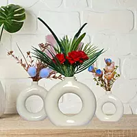 Donut-Shaped Flower Vases for Home Decor, Set of 3 (Cream) Polyresin – 8 Inch Donut-Shaped Flower Vases for Home Decor, Set of 3 (Cream) Polyresin – 8 Inch
