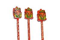 EELIKA Decorative Pencils with Lord Ganesh Figure, Set of 3, Red and Green Colours || for Home decor and office use EELIKA Decorative Pencils with Lord Ganesh Figure, Set of 3, Red and Green Colours || for Home decor and office use