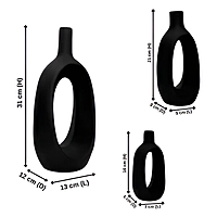 Oval-Shaped Flower Vases for Home Decor, Set of 3 (Black) Polyresin – 9.5 Inch Oval-Shaped Flower Vases for Home Decor, Set of 3 (Black) Polyresin – 9.5 Inch