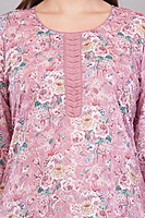 Women's Floral Print Embroidered Cotton Salwar Suit Set, Pink, 3-Piece with Dupatta Women's Floral Print Embroidered Cotton Salwar Suit Set, Pink, 3-Piece with Dupatta