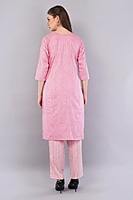 Cotton Salwar Suit Set with Printed Kurta, Pant and Dupatta, Pink Cotton Salwar Suit Set with Printed Kurta, Pant and Dupatta, Pink