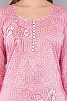 Cotton Salwar Suit Set with Printed Kurta, Pant and Dupatta, Pink Cotton Salwar Suit Set with Printed Kurta, Pant and Dupatta, Pink