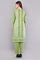 Cotton Salwar Kameez Suit Set, Green Printed, 3-Piece with Floral Dupatta Cotton Salwar Kameez Suit Set, Green Printed, 3-Piece with Floral Dupatta