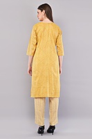 Traditional Cotton Salwar Kameez with Dupatta, Yellow Printed, 3-Piece Ethnic Set Traditional Cotton Salwar Kameez with Dupatta, Yellow Printed, 3-Piece Ethnic Set