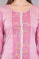 Cotton Salwar Kameez Set, Pink Printed Kurta with Polka Dot Pants and Multicolour Dupatta, 3-Piece Cotton Salwar Kameez Set, Pink Printed Kurta with Polka Dot Pants and Multicolour Dupatta, 3-Piece