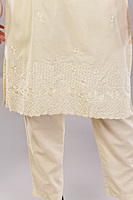 Cotton Salwar Suit Set with Embroidered Details, 3/4 Sleeves, Cream Colour, Dupatta Included Cotton Salwar Suit Set with Embroidered Details, 3/4 Sleeves, Cream Colour, Dupatta Included