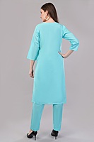 Women's Turquoise Embroidered Cotton Salwar Suit Set with Dupatta, 3-Piece Traditional Dress Women's Turquoise Embroidered Cotton Salwar Suit Set with Dupatta, 3-Piece Traditional Dress