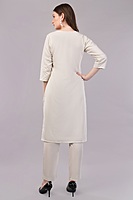 Women's Cotton Embroidered Salwar Suit Set with Dupatta, 3/4 Sleeve, Off-White Women's Cotton Embroidered Salwar Suit Set with Dupatta, 3/4 Sleeve, Off-White