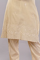 Women's Cream Embroidered Salwar Suit Set with Dupatta, 3/4 Sleeve Kurta, Traditional Ethnic Wear Women's Cream Embroidered Salwar Suit Set with Dupatta, 3/4 Sleeve Kurta, Traditional Ethnic Wear