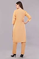 Women's Peach Embroidered Cotton Salwar Suit Set with Dupatta, Long Sleeves, 3 Piece Traditional Dress Women's Peach Embroidered Cotton Salwar Suit Set with Dupatta, Long Sleeves, 3 Piece Traditional Dress