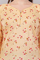 Women's Cotton Kurti, 3/4 Sleeve, Yellow Floral Print, Casual Wear Women's Cotton Kurti, 3/4 Sleeve, Yellow Floral Print, Casual Wear