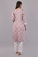 Traditional Embroidered and printed Salwar Suit Set, Mauve Pink with White Lace, Cotton Traditional Embroidered and printed Salwar Suit Set, Mauve Pink with White Lace, Cotton