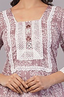 Traditional Embroidered and printed Salwar Suit Set, Mauve Pink with White Lace, Cotton Traditional Embroidered and printed Salwar Suit Set, Mauve Pink with White Lace, Cotton