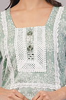 Women's Traditional Salwar Kameez Set, Mint Green Floral Print with White Lace, 3 Piece Suit with Dupatta Women's Traditional Salwar Kameez Set, Mint Green Floral Print with White Lace, 3 Piece Suit with Dupatta