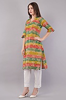 Printed Cotton Kurta for Women, Multi-Coloured Printed Cotton Kurta for Women, Multi-Coloured