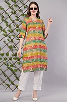 Printed Cotton Kurta for Women, Multi-Coloured Printed Cotton Kurta for Women, Multi-Coloured