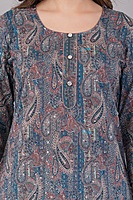 Women's Printed Cotton Kurta, Blue and Pink Paisley Pattern Women's Printed Cotton Kurta, Blue and Pink Paisley Pattern
