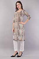 Women's Printed and Embroidered Chinkari Kurta, 3/4 Sleeves, Knee Length Women's Printed and Embroidered Chinkari Kurta, 3/4 Sleeves, Knee Length