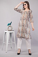 Women's Printed and Embroidered Chinkari Kurta, 3/4 Sleeves, Knee Length Women's Printed and Embroidered Chinkari Kurta, 3/4 Sleeves, Knee Length