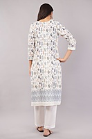 Cotton Salwar Suit Set, Printed Leaf Pattern with Embroidery, White Dupatta, Full Sleeves Cotton Salwar Suit Set, Printed Leaf Pattern with Embroidery, White Dupatta, Full Sleeves