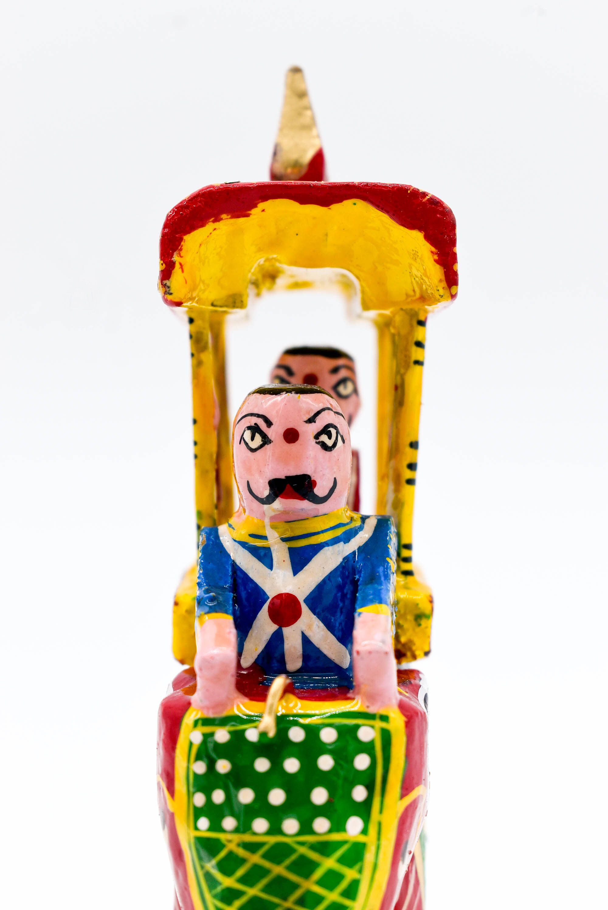 Handcrafted Wooden Maharaja on Elephant Figurines, Traditional Pattachitra Art, Set of 3, Multicolour Handcrafted Wooden Maharaja on Elephant Figurines, Traditional Pattachitra Art, Set of 3, Multicolour