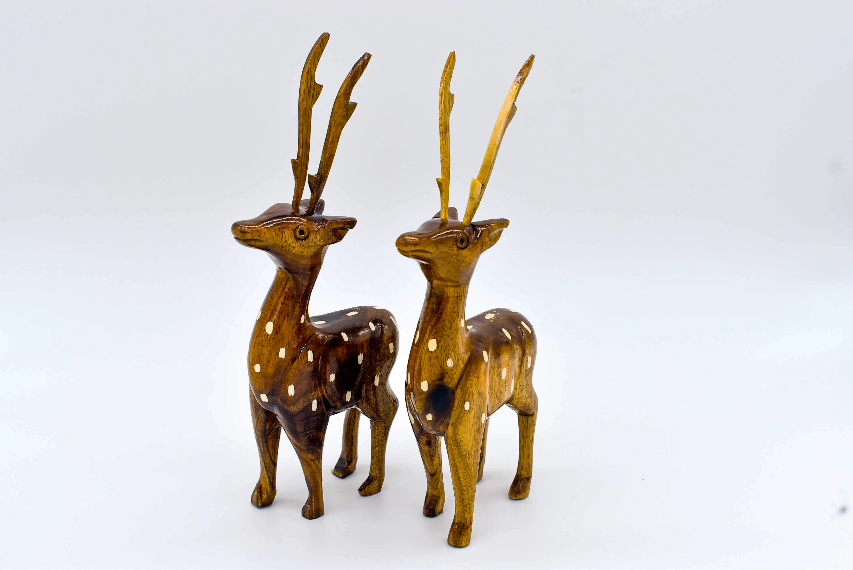 Decorative Wooden Deer Figurines, Set of 2, Brown, 20 cm Height(with Horns) || Home Decor and Gift Decorative Wooden Deer Figurines, Set of 2, Brown, 20 cm Height(with Horns) || Home Decor and Gift