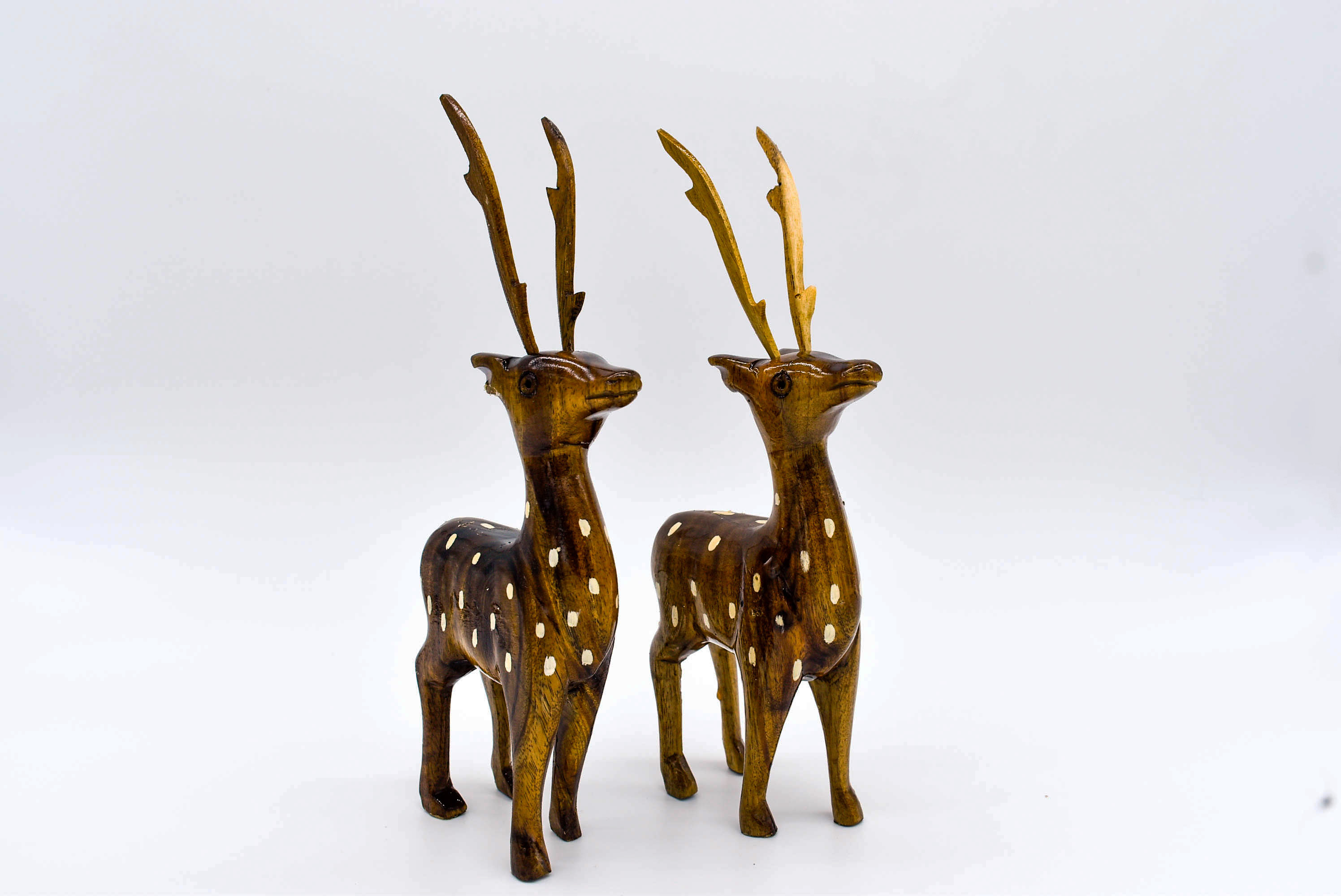Decorative Wooden Deer Figurines, Set of 2, Brown, 20 cm Height(with Horns) || Home Decor and Gift Decorative Wooden Deer Figurines, Set of 2, Brown, 20 cm Height(with Horns) || Home Decor and Gift