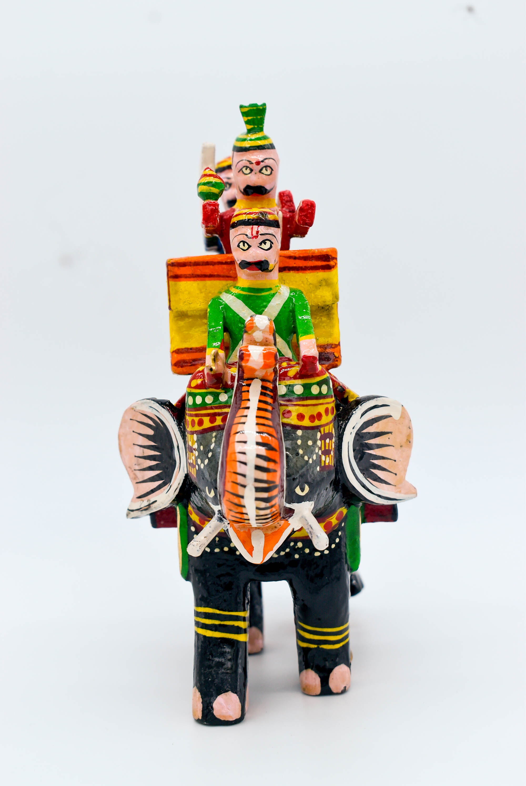Handcrafted Wooden Elephant with King Figurine, Odisha Pattachitra Art, 19 cm Height, Multicolour Handcrafted Wooden Elephant with King Figurine, Odisha Pattachitra Art, 19 cm Height, Multicolour