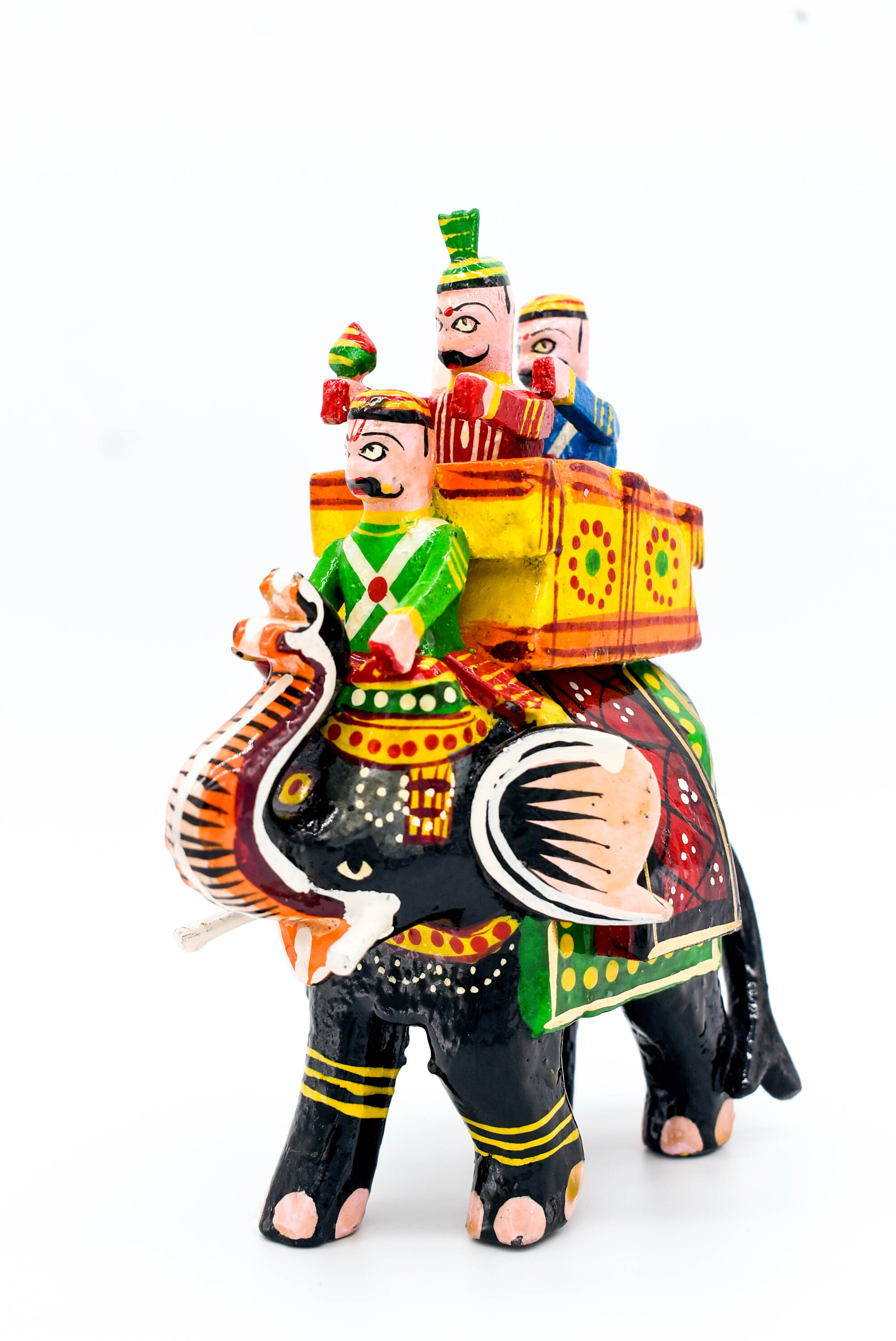 Handcrafted Wooden Elephant with King Figurine, Odisha Pattachitra Art, 19 cm Height, Multicolour Handcrafted Wooden Elephant with King Figurine, Odisha Pattachitra Art, 19 cm Height, Multicolour
