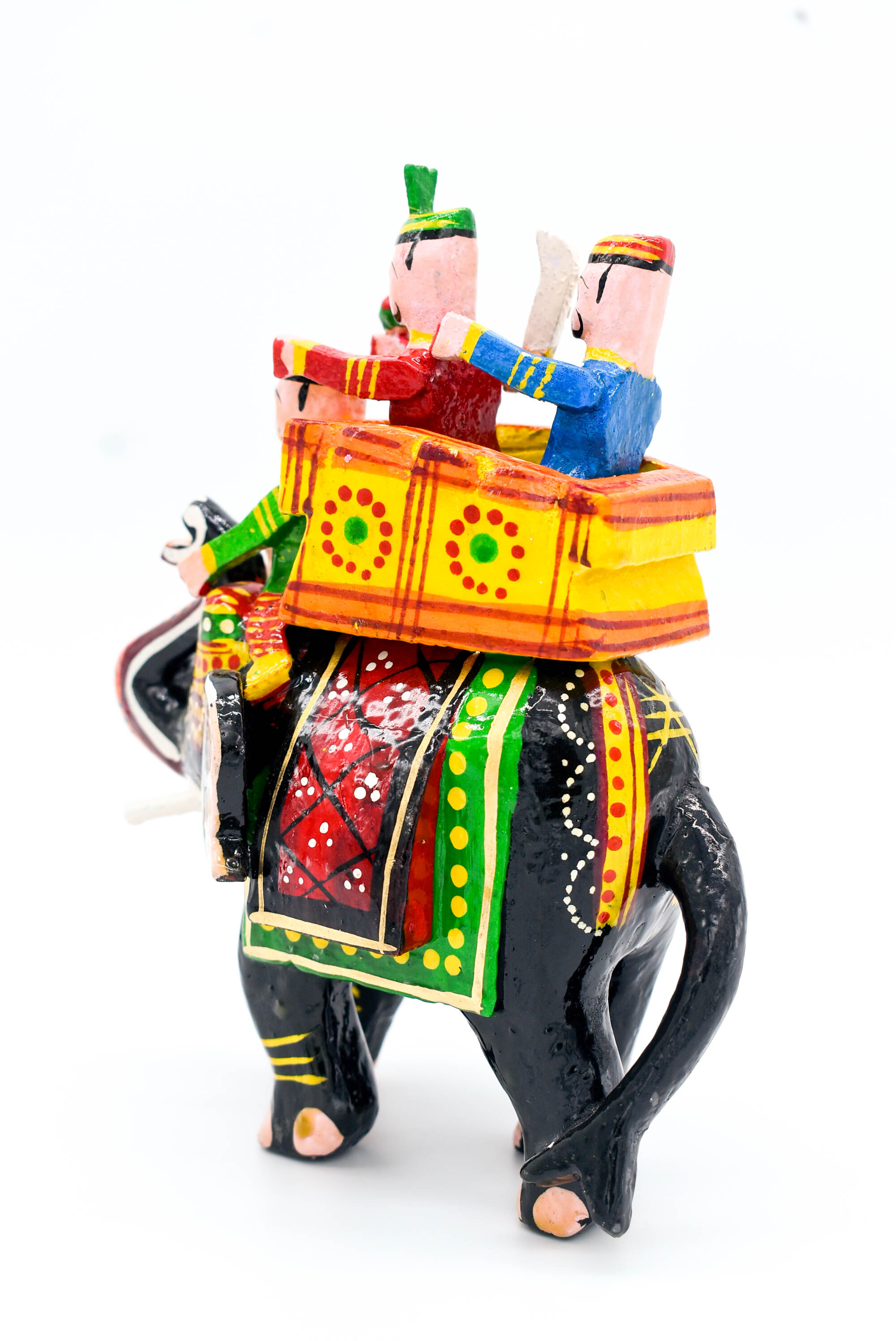 Handcrafted Wooden Elephant with King Figurine, Odisha Pattachitra Art, 19 cm Height, Multicolour Handcrafted Wooden Elephant with King Figurine, Odisha Pattachitra Art, 19 cm Height, Multicolour