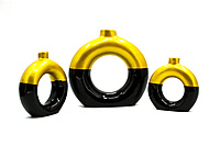 Donut-Shaped Flower Vases for Home Decor, Set of 3 (Yellow & Black) Polyresin – 8 Inch Donut-Shaped Flower Vases for Home Decor, Set of 3 (Yellow & Black) Polyresin – 8 Inch