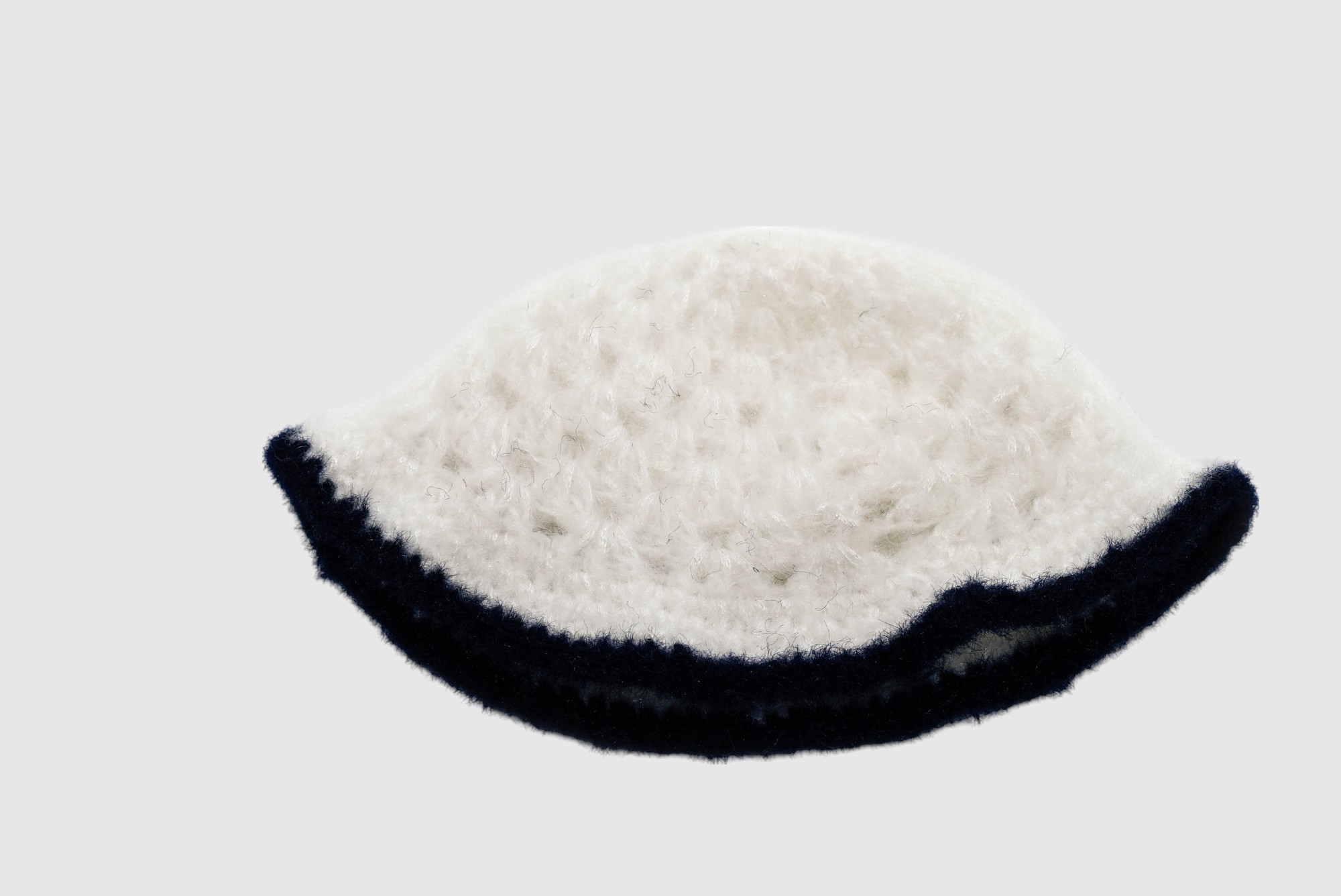 Black and White Handknitted Woolen Poncho and Cap Set for Kids (6 Months - 1 Year)