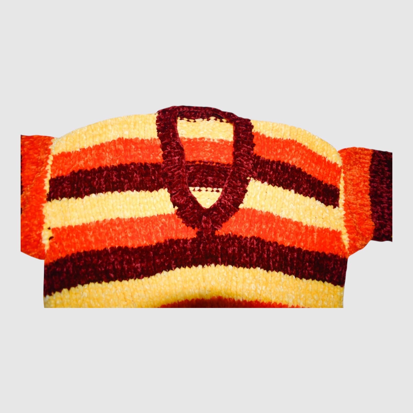 [4-5 Years] Kids Striped Woollen Sweater, Orange Yellow Brown, V-Neck