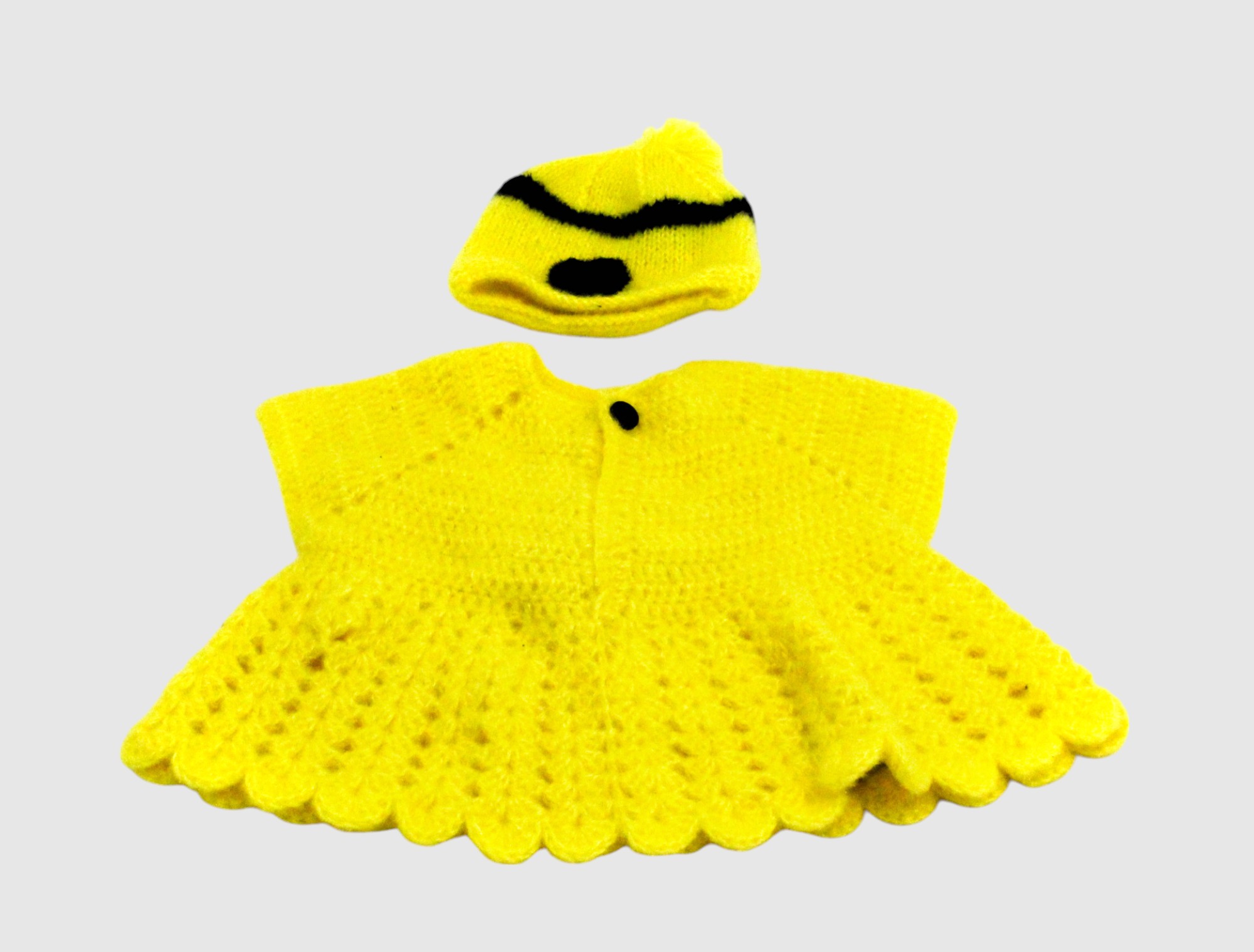 Baby Knitted Sweater, Yellow Wool, 3-8 Months