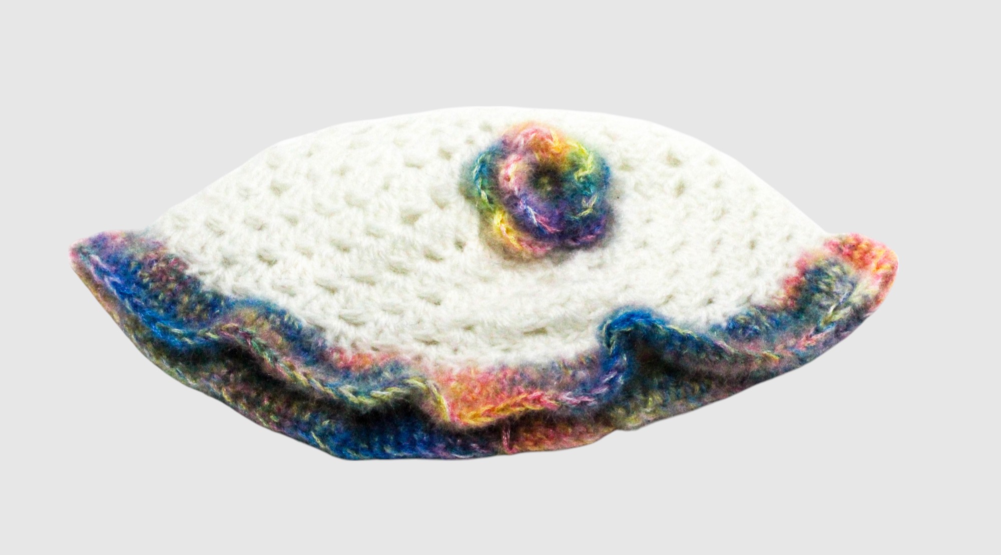 Handknitted Rainbow Striped Multicolored Woolen Poncho and Cap Set for Kids, (6 Months - 1 Year)