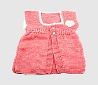 Handknitted Baby Sweater Set with Cap, Pink, 6-12 Months