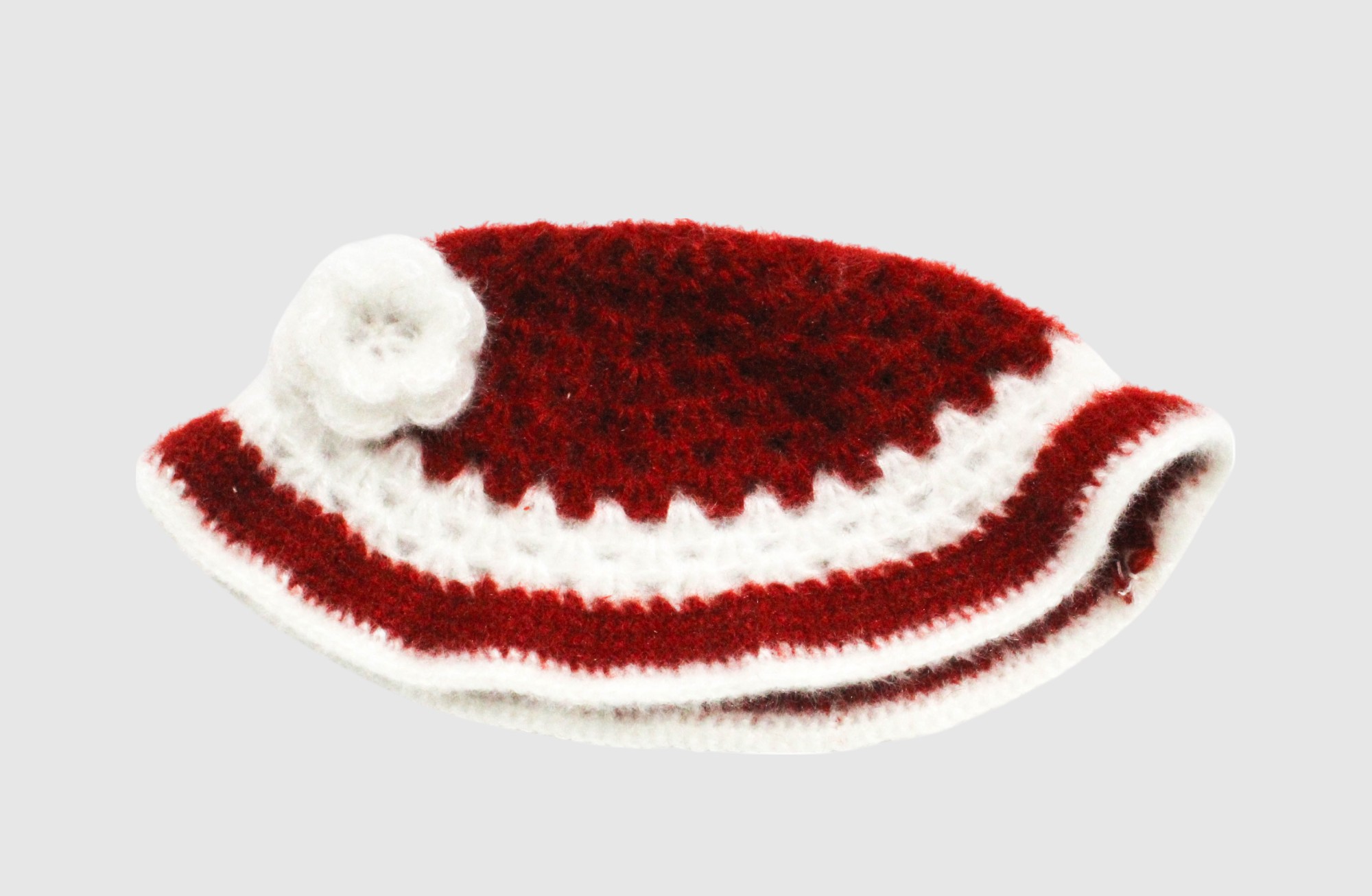 Handknitted Woolen Poncho and Cap Set for Kids, Red and White (6 Months - 1 Year)
