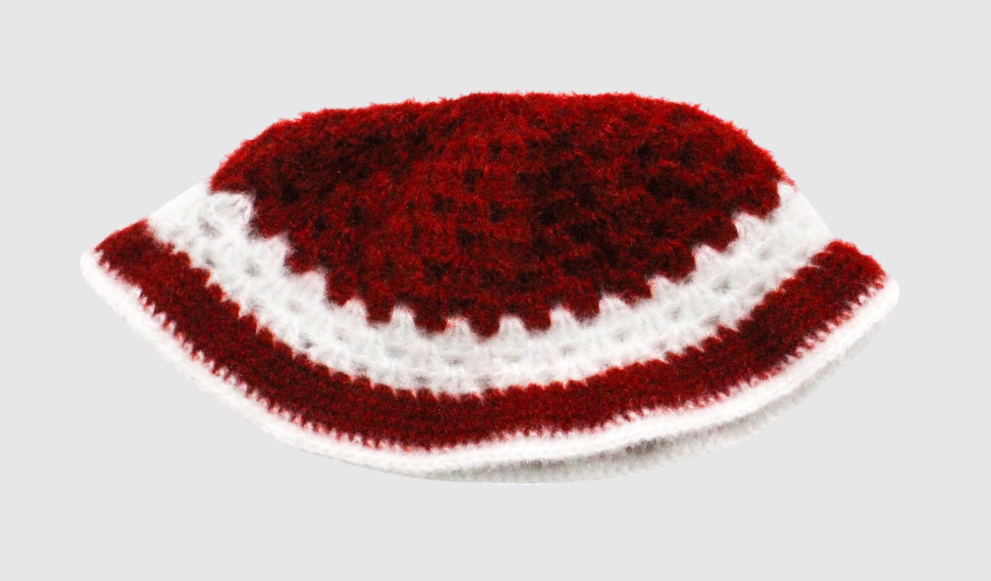 Handknitted Woolen Poncho and Cap Set for Kids, Red and White (6 Months - 1 Year)