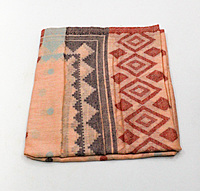 Eelika Women's Cotton Stole with Geometric Pattern, Peach and Grey Eelika Women's Cotton Stole with Geometric Pattern, Peach and Grey
