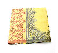 Eelika Elegant Cotton Stole, Yellow with Traditional Geometric Pattern, Fringed Ends Eelika Elegant Cotton Stole, Yellow with Traditional Geometric Pattern, Fringed Ends