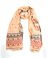 Eelika Women's Cotton Stole with Geometric Print, Peach with Red and Grey Pattern, Traditional Design Eelika Women's Cotton Stole with Geometric Print, Peach with Red and Grey Pattern, Traditional Design