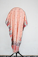 Eelika Women's Cotton Stole with Geometric Pattern, Peach and Grey Eelika Women's Cotton Stole with Geometric Pattern, Peach and Grey