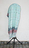 Eelika Cotton Stole for Women, Mint Green with Geometric Pattern, Fringe Border Eelika Cotton Stole for Women, Mint Green with Geometric Pattern, Fringe Border